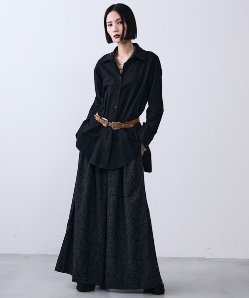 MONOe（モノエ）の「ベルト付きロングフレアシャツワンピース（シャツ/ブラウス・レディース・ボルドー/ホワイト/ブラック・FREE）」の21枚目の写真