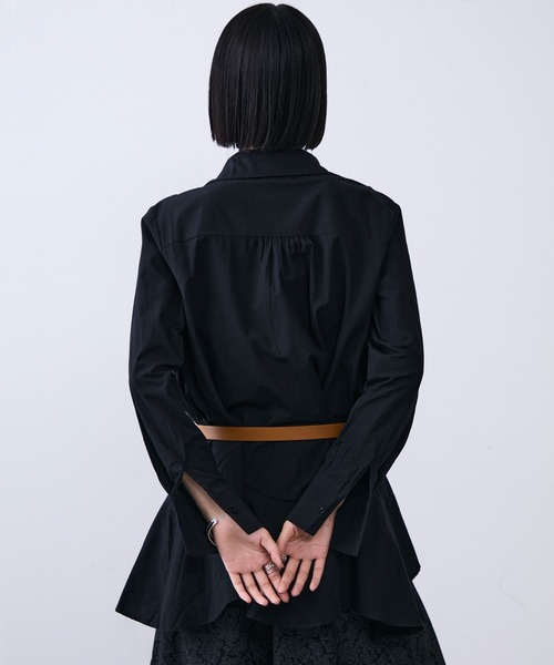 MONOe（モノエ）の「ベルト付きロングフレアシャツワンピース（シャツ/ブラウス・レディース・ボルドー/ホワイト/ブラック・FREE）」の17枚目の写真