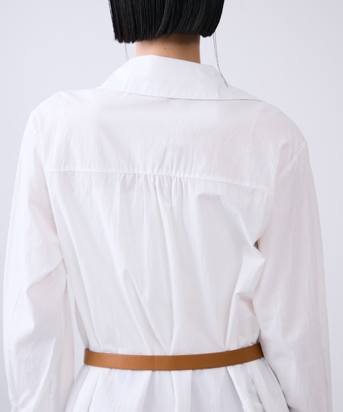 MONOe（モノエ）の「ベルト付きロングフレアシャツワンピース（シャツ/ブラウス・レディース・ボルドー/ホワイト/ブラック・FREE）」の13枚目の写真