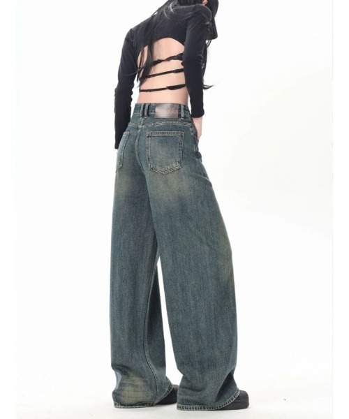 shameless(シェイムレス)の「ヴィンテージ加工セミワイドデニムパンツ(デニムパンツ・レディース・ブルー・S/M)」の8枚目の写真