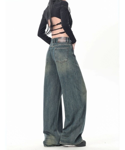 shameless(シェイムレス)の「ヴィンテージ加工セミワイドデニムパンツ(デニムパンツ・レディース・ブルー・S/M)」の9枚目の写真