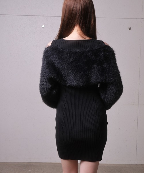 LIPSERVICE(リップサービス)の「デコルテオープンドッキングニットワンピース(ワンピース・レディース・アイボリー/ブラック/ピンク・M/S)」の14枚目の写真