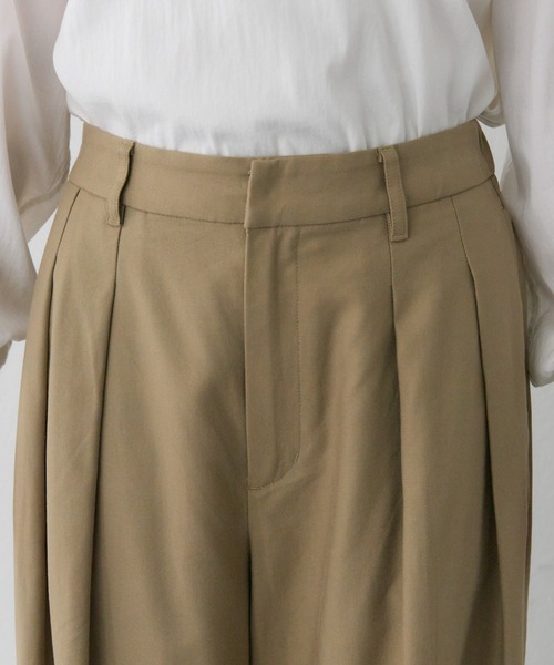 PUAL CE CIN（ピュアルセシン）の「コットンレーヨンツータックワイドパンツ（スラックス・レディース・ダークブラウン/ベージュ/キャメル・FREE）」の14枚目の写真