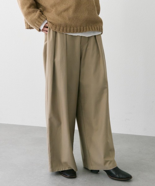 PUAL CE CIN（ピュアルセシン）の「コットンレーヨンツータックワイドパンツ（スラックス・レディース・ダークブラウン/ベージュ/キャメル・FREE）」の9枚目の写真