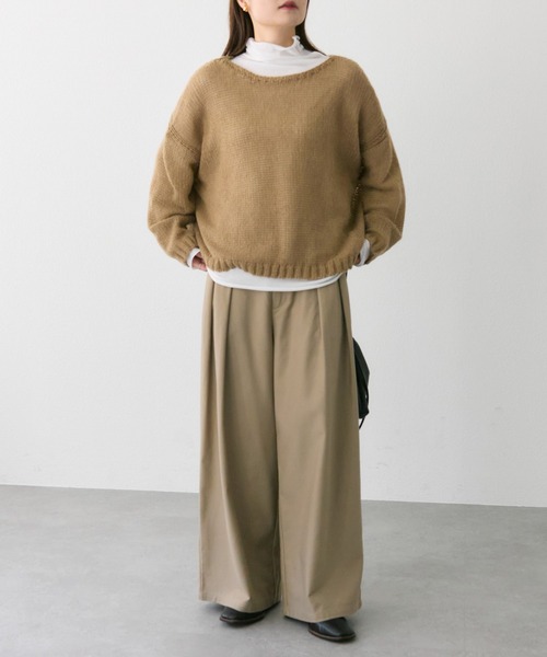 PUAL CE CIN（ピュアルセシン）の「コットンレーヨンツータックワイドパンツ（スラックス・レディース・ダークブラウン/ベージュ/キャメル・FREE）」の7枚目の写真