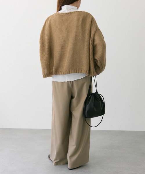 PUAL CE CIN（ピュアルセシン）の「コットンレーヨンツータックワイドパンツ（スラックス・レディース・ダークブラウン/ベージュ/キャメル・FREE）」の5枚目の写真