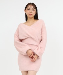 カシュクールシャギーニットトップス