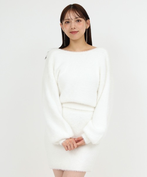 ROYAL PARTY（ロイヤルパーティー）の「カシュクールシャギーニットトップス（ニット/セーター・レディース・オフホワイト/ピンク/ライトグレー/ネイビー・FREE）」の11枚目の写真