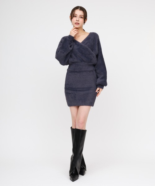 ROYAL PARTY（ロイヤルパーティー）の「カシュクールシャギーニットトップス（ニット/セーター・レディース・オフホワイト/ピンク/ライトグレー/ネイビー・FREE）」の15枚目の写真