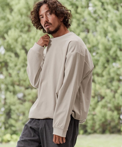 CAMBIO（カンビオ）の「mlt5458-サーマル裾スピンドルロングスリーブカットソー（Tシャツ/カットソー・メンズ・グレー/ホワイト/グレイッシュベージュ/ブラック・M/L/XL）」の4枚目の写真