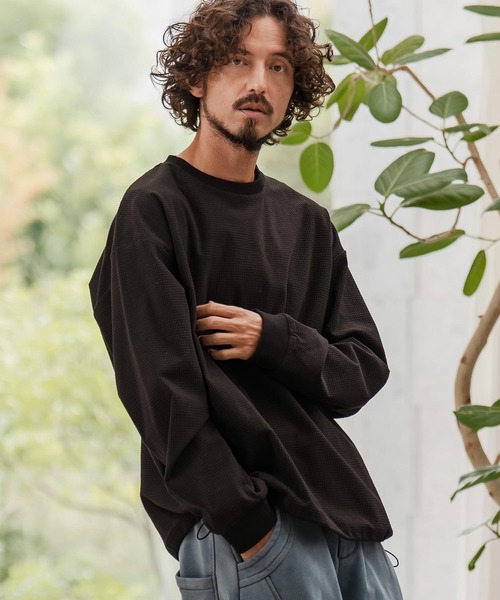 CAMBIO（カンビオ）の「mlt5458-サーマル裾スピンドルロングスリーブカットソー（Tシャツ/カットソー・メンズ・グレー/ホワイト/グレイッシュベージュ/ブラック・M/L/XL）」の2枚目の写真