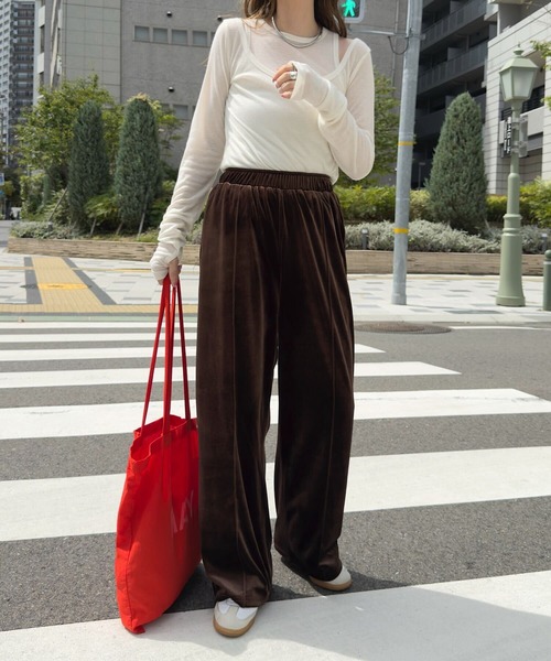 KOBE LETTUCE（コウベレタス）の「センターシームベロアワイドパンツ（その他パンツ・レディース・キャメル/ブラウン/グレー/アイボリー/ブラック・M/PM）」の14枚目の写真