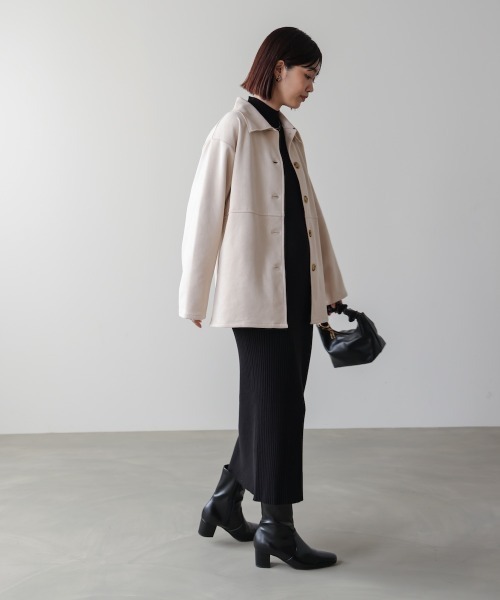 Bou Jeloud（ブージュルード）の「ステンカラースエードジャケット（テーラードジャケット・レディース・モカ/キャメル/オフホワイト・38）」の7枚目の写真