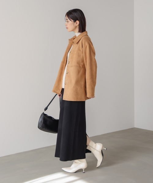 Bou Jeloud（ブージュルード）の「ステンカラースエードジャケット（テーラードジャケット・レディース・モカ/キャメル/オフホワイト・38）」の16枚目の写真