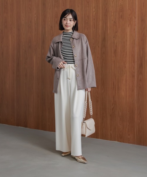 Bou Jeloud（ブージュルード）の「ステンカラースエードジャケット（テーラードジャケット・レディース・モカ/キャメル/オフホワイト・38）」の21枚目の写真