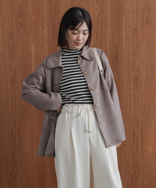 Bou Jeloud（ブージュルード）の「ステンカラースエードジャケット（テーラードジャケット・レディース・モカ/キャメル/オフホワイト・38）」の13枚目の写真