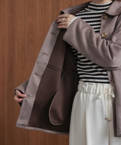 Bou Jeloud（ブージュルード）の「ステンカラースエードジャケット（テーラードジャケット・レディース・モカ/キャメル/オフホワイト・38）」の14枚目の写真