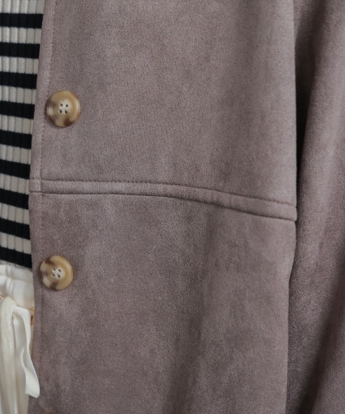 Bou Jeloud（ブージュルード）の「ステンカラースエードジャケット（テーラードジャケット・レディース・モカ/キャメル/オフホワイト・38）」の15枚目の写真