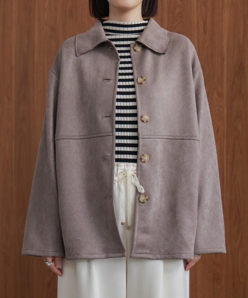 Bou Jeloud（ブージュルード）の「ステンカラースエードジャケット（テーラードジャケット・レディース・モカ/キャメル/オフホワイト・38）」の9枚目の写真