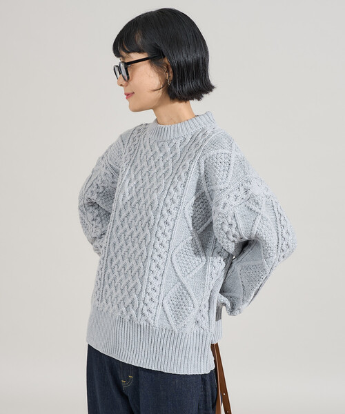 セール】ミックスケーブルクルーネックニット（ニット/セーター