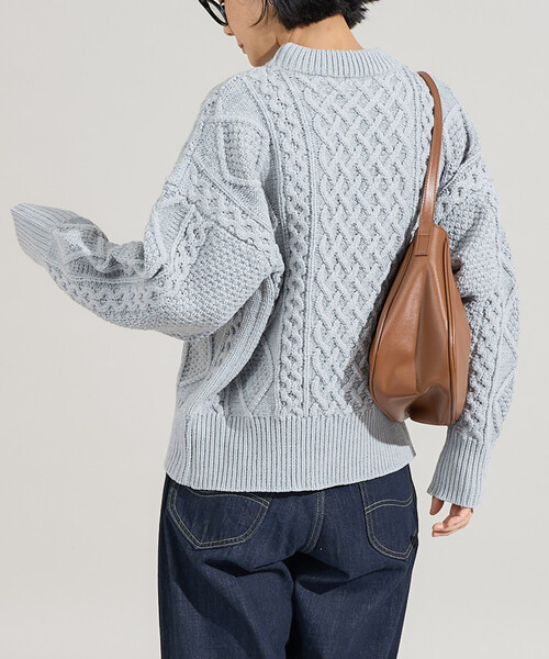 FREAK'S STORE（フリークスストア）の「ミックスケーブルクルーネックニット（ニット/セーター・レディース・オフホワイト/ライトグレー/レッド/ネイビー/ブラウン・ﾌﾘ-）」の15枚目の写真