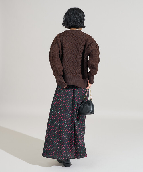 FREAK'S STORE（フリークスストア）の「ミックスケーブルクルーネックニット（ニット/セーター・レディース・オフホワイト/ライトグレー/レッド/ネイビー/ブラウン・ﾌﾘ-）」の22枚目の写真