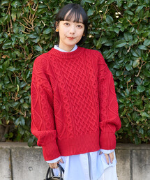 【オシャレ⭐FREAK'S STORE】赤　ニットチュニックカットソー　サイズF FREAK'S STORE｜フリークスストアのニット/セーター（レッド/赤色系