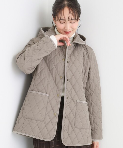 SHOO・LA・RUE(シューラルー)の「【撥水/フード取り外し可】サッと羽織れる ダイヤ柄キルトジャケット(その他アウター・レディース・ブラウン系/ブラック/ベージュ・02/03/04/01)」の3枚目の写真