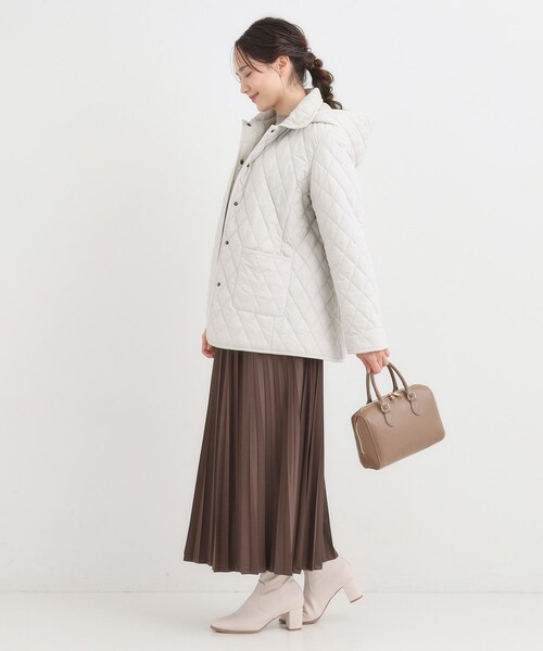 SHOO・LA・RUE（シューラルー）の「【撥水/フード取り外し可】サッと羽織れる ダイヤ柄キルトジャケット（その他アウター・レディース・ブラウン系/ブラック/ベージュ・02/03/04/01）」の16枚目の写真