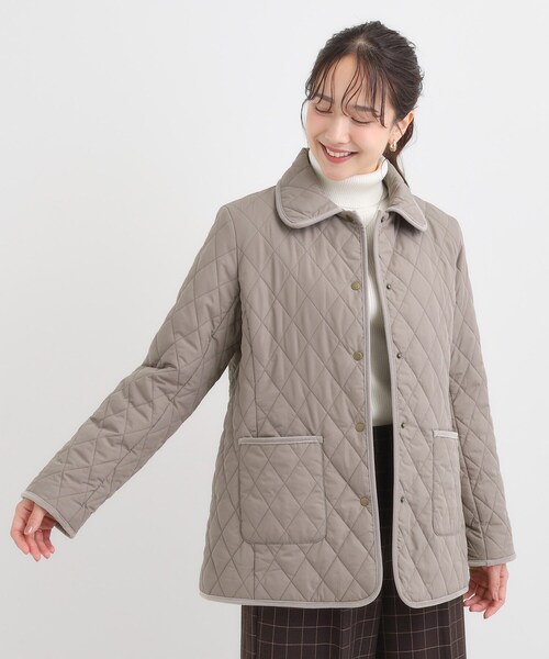 SHOO・LA・RUE(シューラルー)の「【撥水/フード取り外し可】サッと羽織れる ダイヤ柄キルトジャケット(その他アウター・レディース・ブラウン系/ブラック/ベージュ・02/03/04/01)」の7枚目の写真