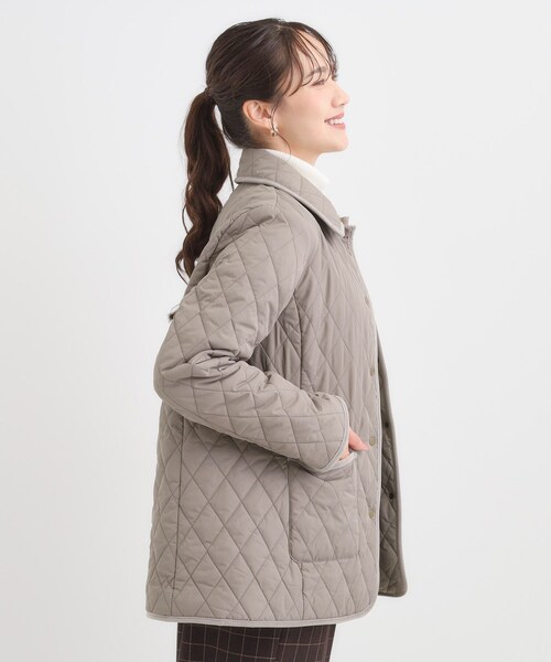 SHOO・LA・RUE(シューラルー)の「【撥水/フード取り外し可】サッと羽織れる ダイヤ柄キルトジャケット(その他アウター・レディース・ブラウン系/ブラック/ベージュ・02/03/04/01)」の8枚目の写真
