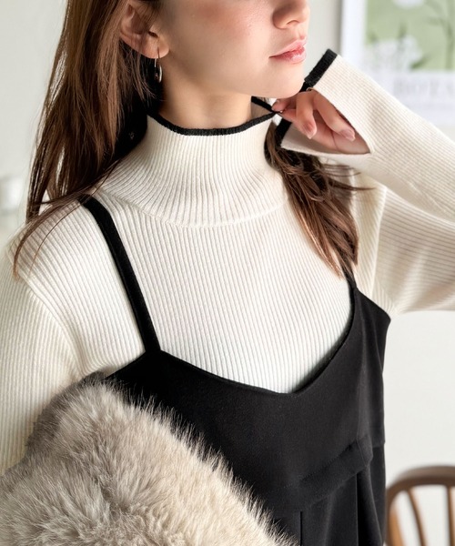 classicalelf(クラシカルエルフ)の「《daaco×クラシカルエルフコラボ》スタイリングが一気に垢抜ける。上品配色が映える袖スリット入り前後2WAYハイネックリブニット(ニット/セーター・レディース・ベージュ系その他/オフホワイト/チャコール・X-LARGE/SMALL/MEDIUM/LARGE)」の18枚目の写真