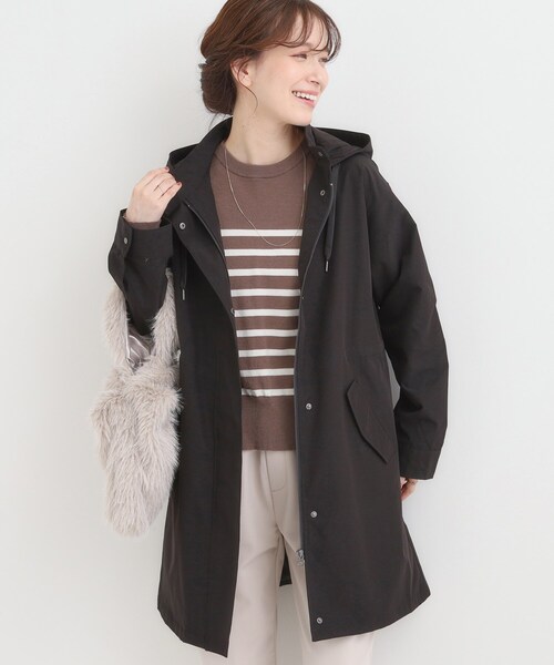 SHOO・LA・RUE（シューラルー）の「【S-LL/撥水】腰回りをカバーする ロングミリタリーアウター（ミリタリージャケット・レディース・ブラック/カーキ・01/02/03/04）」の2枚目の写真