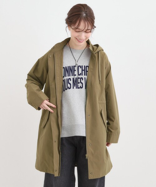 SHOO・LA・RUE（シューラルー）の「【S-LL/撥水】腰回りをカバーする ロングミリタリーアウター（ミリタリージャケット・レディース・ブラック/カーキ・01/02/03/04）」の7枚目の写真