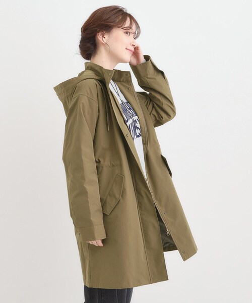 SHOO・LA・RUE（シューラルー）の「【S-LL/撥水】腰回りをカバーする ロングミリタリーアウター（ミリタリージャケット・レディース・ブラック/カーキ・01/02/03/04）」の8枚目の写真