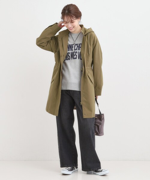 SHOO・LA・RUE（シューラルー）の「【S-LL/撥水】腰回りをカバーする ロングミリタリーアウター（ミリタリージャケット・レディース・ブラック/カーキ・01/02/03/04）」の9枚目の写真