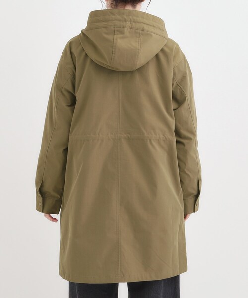 SHOO・LA・RUE（シューラルー）の「【S-LL/撥水】腰回りをカバーする ロングミリタリーアウター（ミリタリージャケット・レディース・ブラック/カーキ・01/02/03/04）」の13枚目の写真