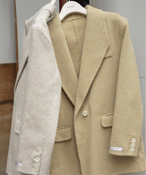 lawgy（ラウジー）の「handmade trapezoid collar jacket coat / ハンドメイドトラペゾイドカラージャケットコート（その他アウター・レディース・オートミール/イエロー・FREE）」の3枚目の写真