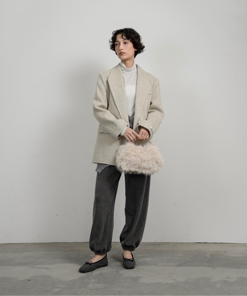 lawgy（ラウジー）の「handmade trapezoid collar jacket coat / ハンドメイドトラペゾイドカラージャケットコート（その他アウター・レディース・オートミール/イエロー・FREE）」の9枚目の写真