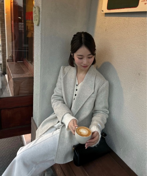 lawgy(ラウジー)の「handmade trapezoid collar jacket coat / ハンドメイドトラペゾイドカラージャケットコート(その他アウター・レディース・オートミール/イエロー・FREE)」の22枚目の写真