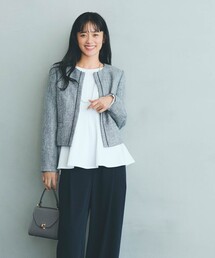 COMME CA ISM | 【セットアップ対応】ラメツイード ジャケット(ノーカラージャケット)