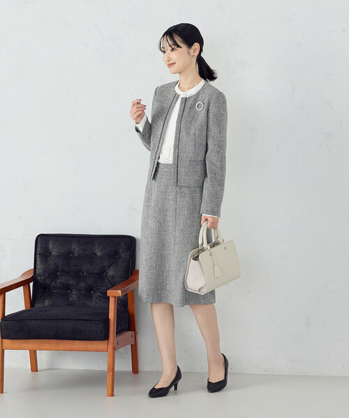 COMME CA ISM(コムサイズム)の「【宮城舞さん着用】【セットアップ対応】ラメツイード ジャケット(ノーカラージャケット・レディース・ネイビー/グレー・X-SMALL/SMALL/MEDIUM/LARGE/X-LARGE)」の9枚目の写真