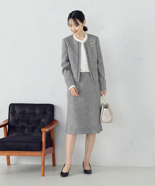 COMME CA ISM(コムサイズム)の「【宮城舞さん着用】【セットアップ対応】ラメツイード ジャケット(ノーカラージャケット・レディース・ネイビー/グレー・X-SMALL/SMALL/MEDIUM/LARGE/X-LARGE)」の10枚目の写真