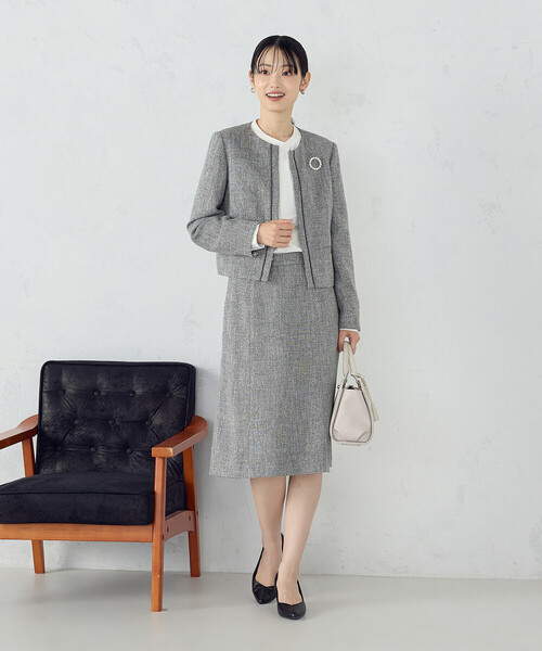 COMME CA ISM(コムサイズム)の「【宮城舞さん着用】【セットアップ対応】ラメツイード ジャケット(ノーカラージャケット・レディース・ネイビー/グレー・X-SMALL/SMALL/MEDIUM/LARGE/X-LARGE)」の11枚目の写真