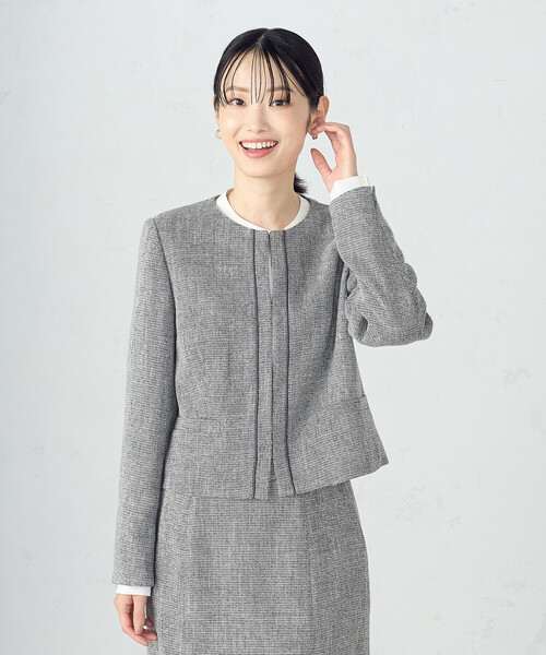 COMME CA ISM(コムサイズム)の「【宮城舞さん着用】【セットアップ対応】ラメツイード ジャケット(ノーカラージャケット・レディース・ネイビー/グレー・X-SMALL/SMALL/MEDIUM/LARGE/X-LARGE)」の19枚目の写真