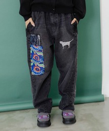 ScoLar | ScoLar(スカラー) 綿×レース異素材アップリケデニムパンツ(デニムパンツ)