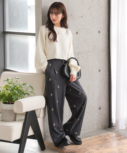 Petitle（プチレ）の「[ 低身長向けサイズ ] 2点セット ニットトップス × バルーンブラウス（ニット/セーター・レディース・ブラウン/オフホワイト/ブラック・PM）」の7枚目の写真