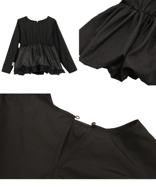 Petitle（プチレ）の「[ 低身長向けサイズ ] 2点セット ニットトップス × バルーンブラウス（ニット/セーター・レディース・ブラウン/オフホワイト/ブラック・PM）」の17枚目の写真