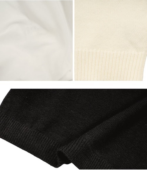 Petitle（プチレ）の「[ 低身長向けサイズ ] 2点セット ニットトップス × バルーンブラウス（ニット/セーター・レディース・ブラウン/オフホワイト/ブラック・PM）」の18枚目の写真