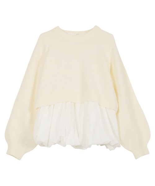 Petitle（プチレ）の「[ 低身長向けサイズ ] 2点セット ニットトップス × バルーンブラウス（ニット/セーター・レディース・ブラウン/オフホワイト/ブラック・PM）」の19枚目の写真